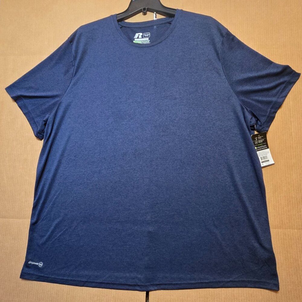 SOLD! Russell Men s Core Active Hybrid Short Sleeve Tee 3XL Blue Cove